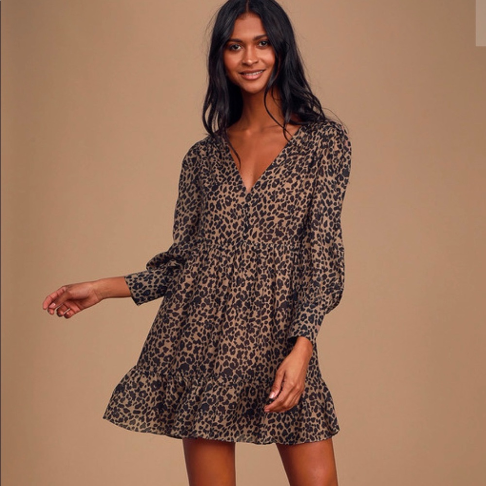 Lulus leopard print babydoll dress